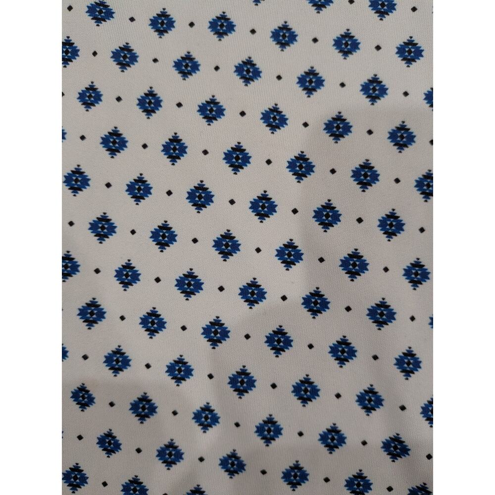 Ariat Tek Performance Polo Mens XXL White Navy Aztec Print GUC - Picture 4 of 10